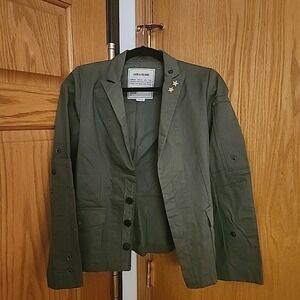 NWOT Zadig & Voltaire Virginia Grunge Pins Blazer in Khaki Olive - MSRP $578